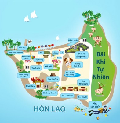 Sơ đồ đảo Hòn Lao tại khu du lịch Nha Trang